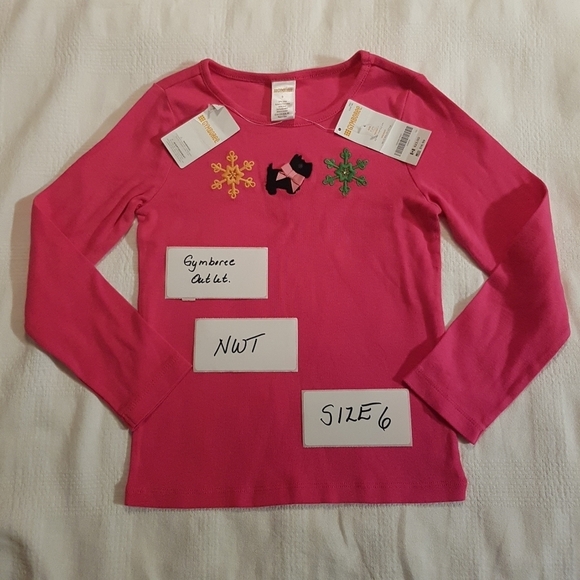 Gymboree pink shirt, size 6, dog & snowflake design - Picture 1 of 5